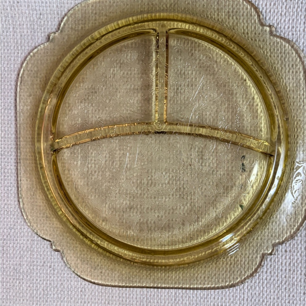Vin Federal glass from Indiana Glass Amber divided grill plate
